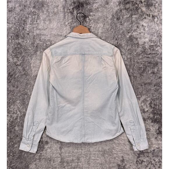 Frank & Eileen Top XS Womens Barry Paisley Light Wash Denim Button Shirt - Picture 3 of 8